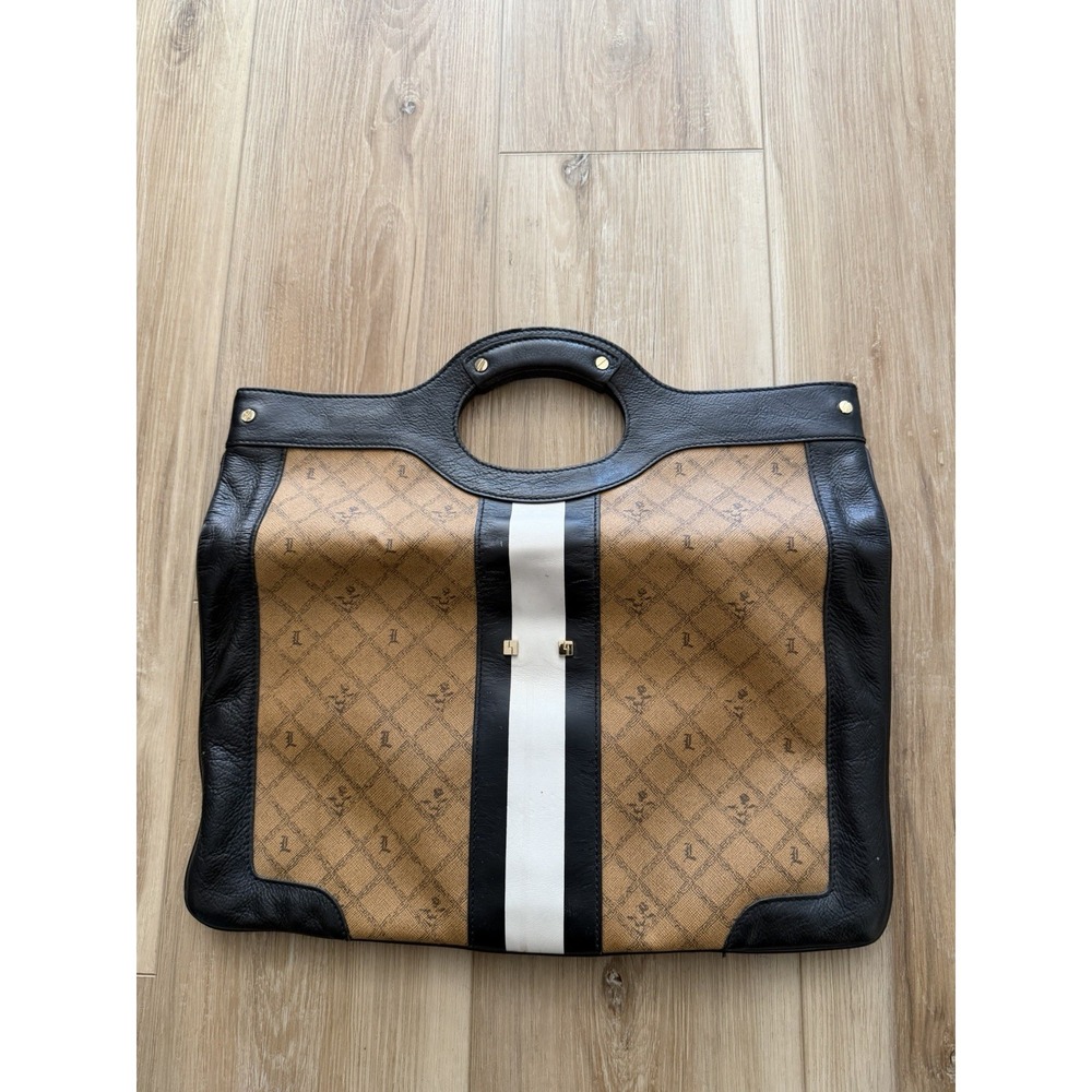 Vintage L.A.M.B. by Gwen Stefani Signature Carlisle Foldover Clutch Tan Y2K